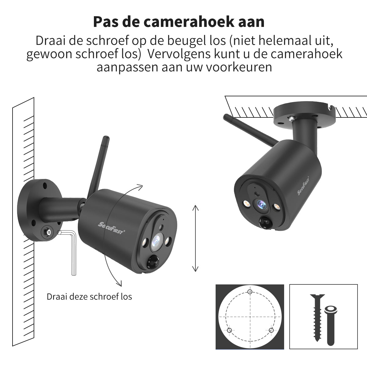 SecuFirst CWL401CB Draadloze bewakingscamera zwart voor uitbreiding van CWL401S* en CWL401W*set