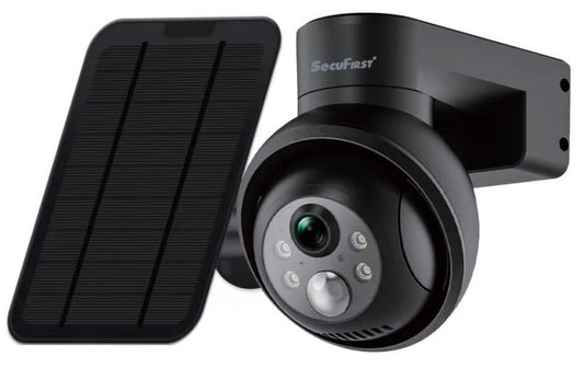 SecuFirst Pro CAM219Z Batterij camera met zonnepaneel - 64GB opslag Dome zwart - IP Camera draai- en kantelbaar voor buiten – 2K resolutie