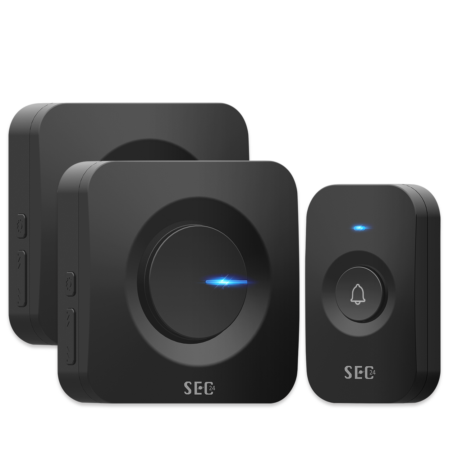 SEC24 DB706B - Draadloze Deurbel met 2 Ontvangers - Regelbaar Volume - 52x Melodie - LED - Zwart