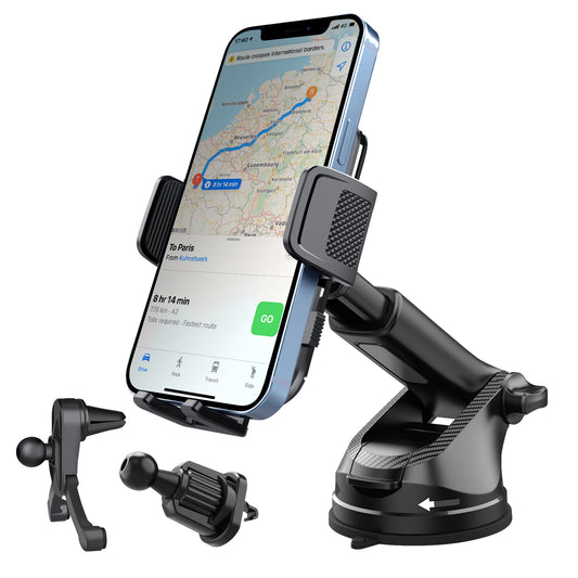 SecuFirst Telefoonhouder voor in de auto met extra sterke zuignap - Voor Raam, dashboard en ventilatie roosters