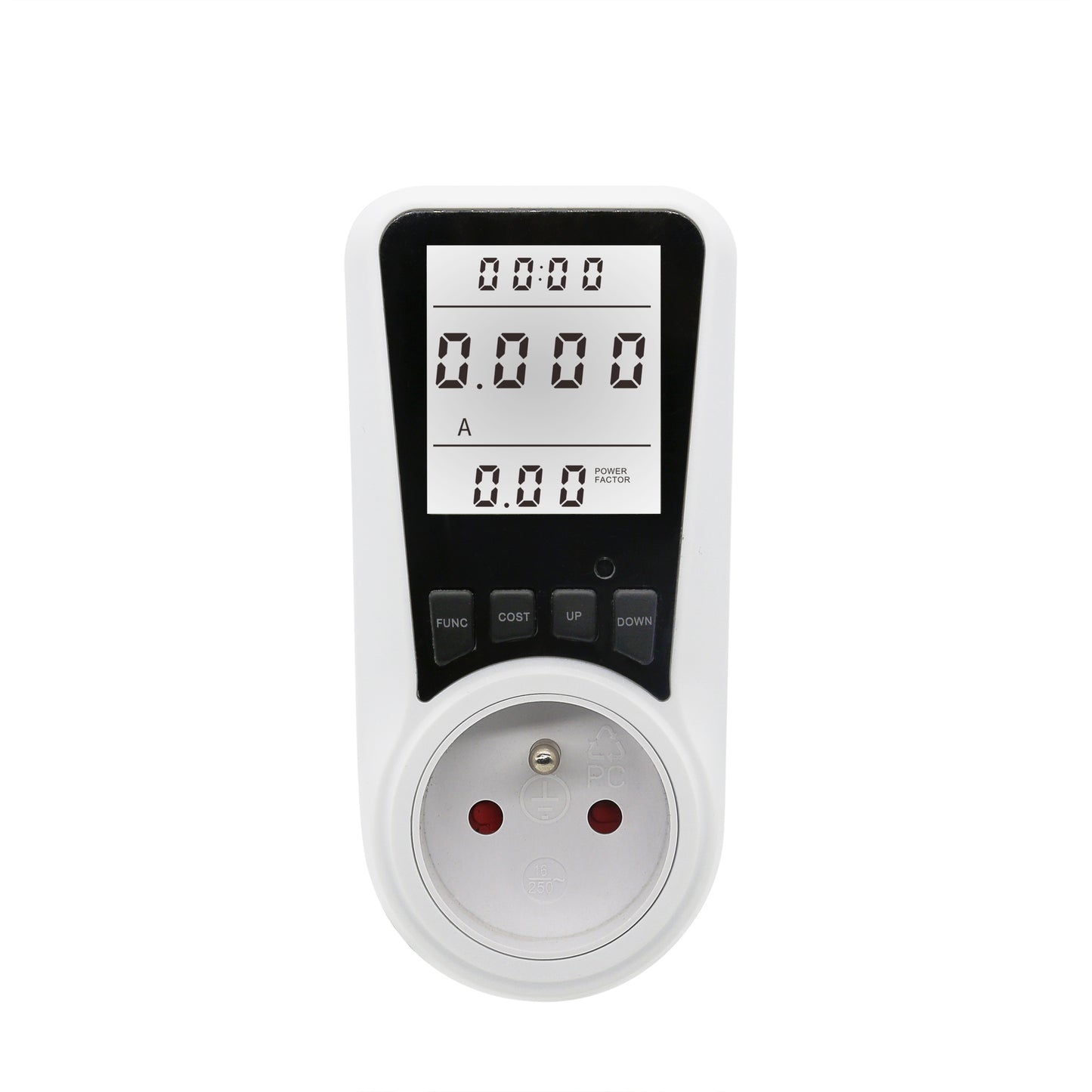 SEC24 Energiemeter met Led verlicht display - Verbruiksmeter - Stroomverbruik meter - Elektriciteitsmeter - Energie besparen - voor het meten van Watt/Ampère/Voltage/KWH (KWH230FR) BE + FR
