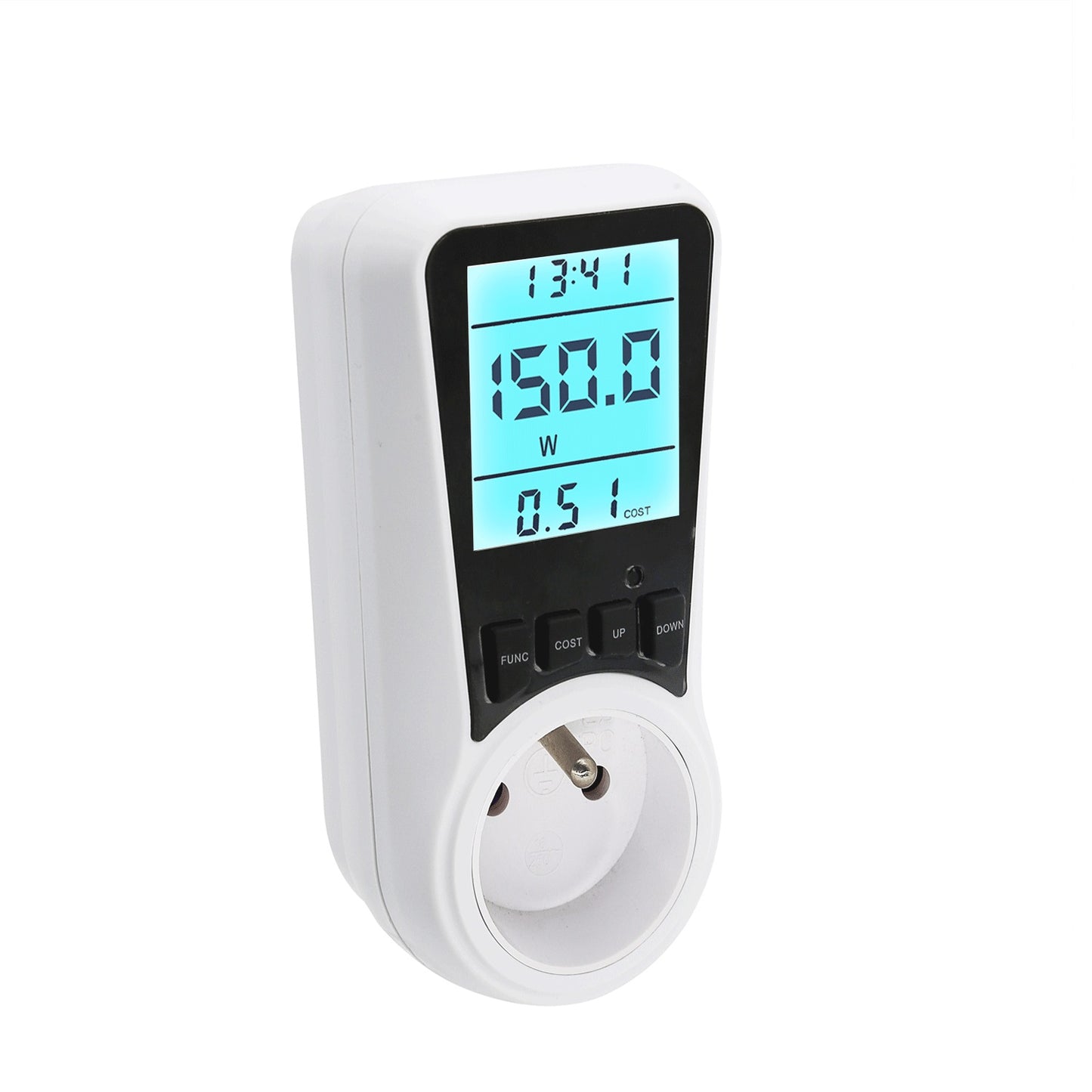 SEC24 Energiemeter met Led verlicht display - Verbruiksmeter - Stroomverbruik meter - Elektriciteitsmeter - Energie besparen - voor het meten van Watt/Ampère/Voltage/KWH (KWH230FR) BE + FR