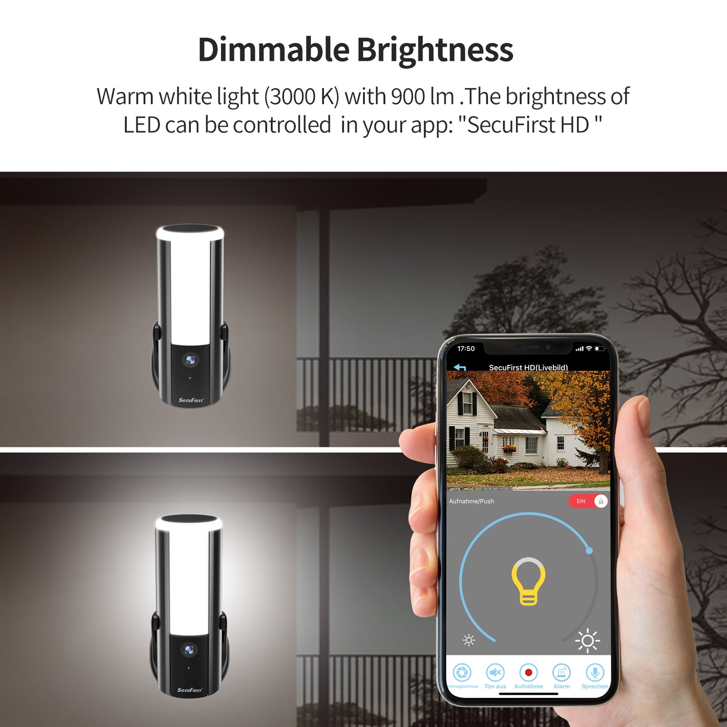 Dimbare buitenlamp met WiFi Camera ZWART– 2K Resolutie & SD Kaart 128GB | SecuFirst