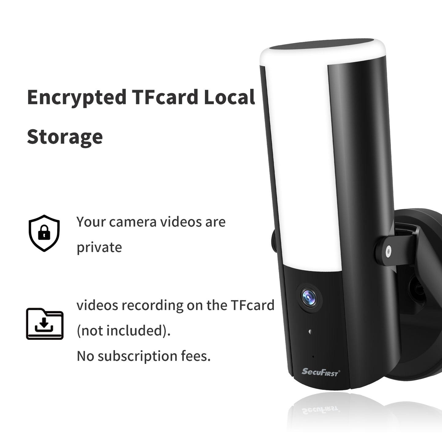 Dimbare buitenlamp met WiFi Camera ZWART– 2K Resolutie & SD Kaart 128GB | SecuFirst