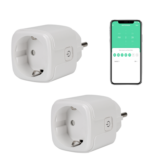 SEC24 2x Slimme stekker WiFi plug met digitale timer 16A- Tijdschakelaar - Werkt met Google Home en Alexa - Voor binnen gebruik (HAS860V2)