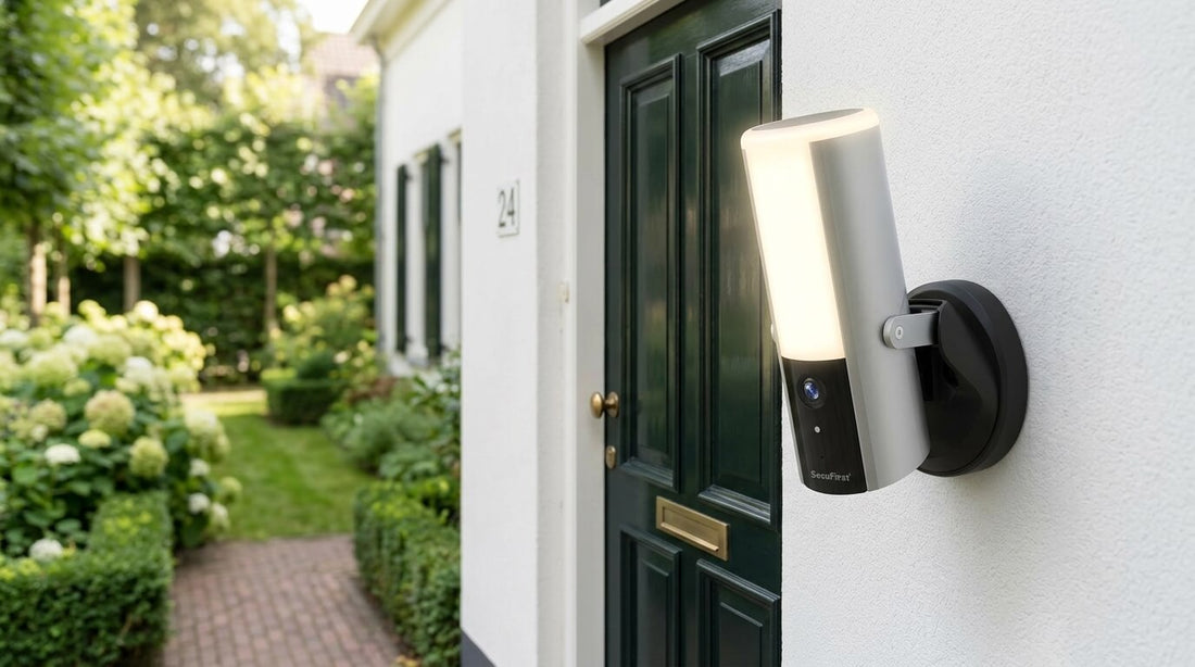 SecuFirst LCA230 buitenlamp met camera wifi gemonteerd Nederlands huis