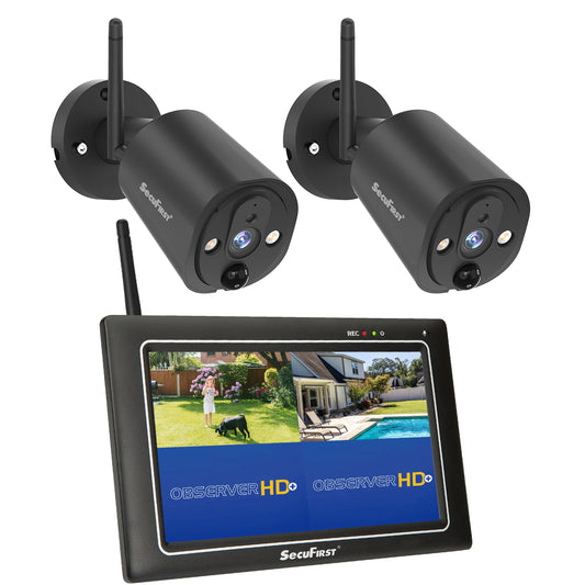 SecuFirst CWL401S2 Met 7 inch monitor en 2x Draadloze Beveiligingscamera - Zwart