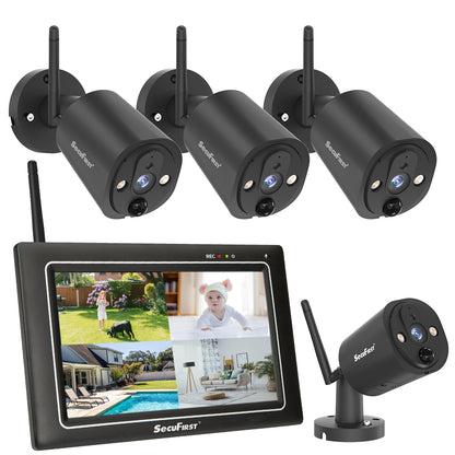 SecuFirst CWL401S4 Met 7 inch monitor en 4x Draadloze Beveiligingscamera - Zwart