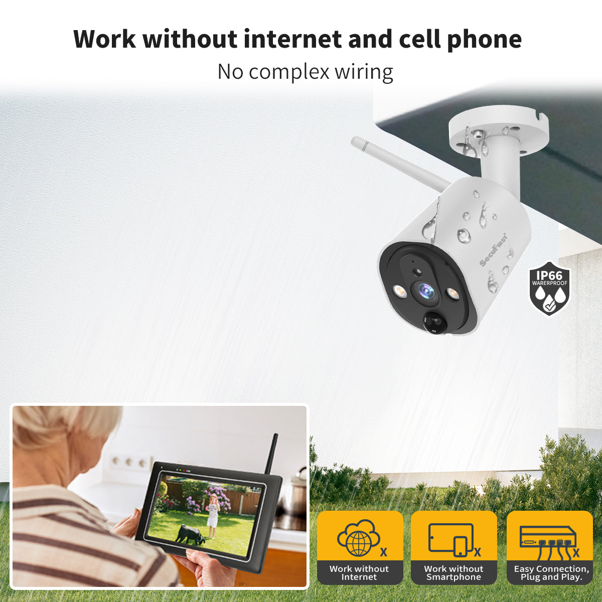 SecuFirst CWL401W2 Met 7 inch monitor en 2x Draadloze Beveiligingscamera - Wit