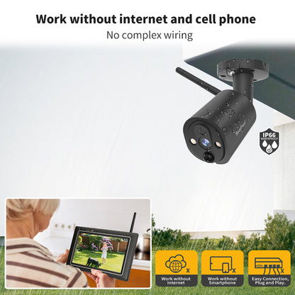 SecuFirst CWL401S4 Met 7 inch monitor en 4x Draadloze Beveiligingscamera - Zwart