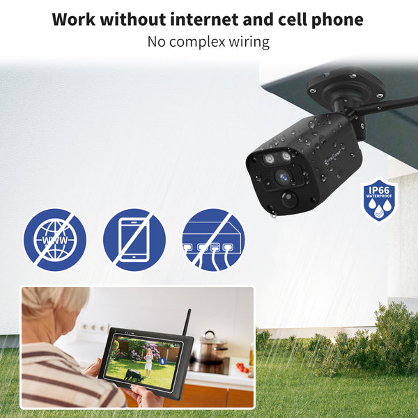 SecuFirst CWL401S Met 7 inch monitor en 1x Draadloze Beveiligingscamera - Zwart