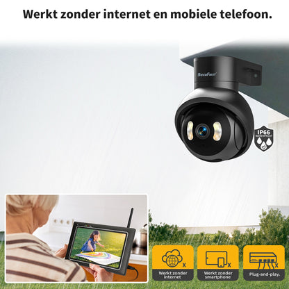 SecuFirst CWL418S Met 7 inch monitor en 1x Draaibare Beveiligingscamera - Zwart 3K