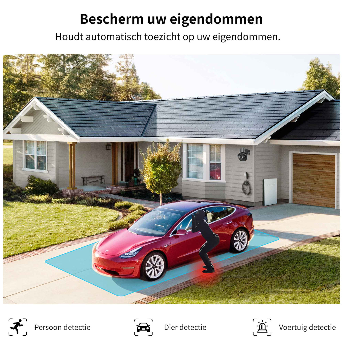 SecuFirst Pro GW219S2 Cameraset, 2x Batterij camera met zonnepaneel en Gateway - 64GB opslag Dome zwart - IP Camera draai- en kantelbaar voor buiten – 3K resolutie