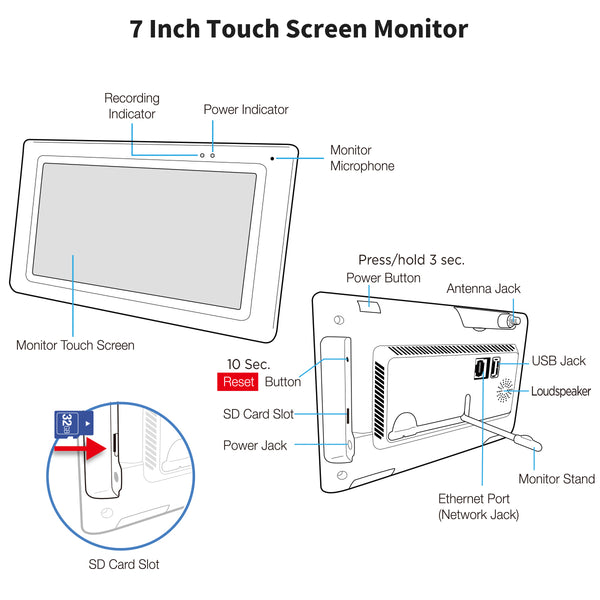 SecuFirst CWL401W4 Met 7 inch monitor en 4x Draadloze Beveiligingscamera - Wit