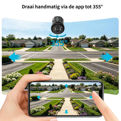 SecuFirst Pro GW219S2 Cameraset, 2x Batterij camera met zonnepaneel en Gateway - 64GB opslag Dome zwart - IP Camera draai- en kantelbaar voor buiten – 3K resolutie