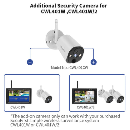 SecuFirst CWL401W2 Met 7 inch monitor en 2x Draadloze Beveiligingscamera - Wit