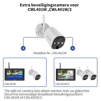 SecuFirst CWL401CW Draadloze bewakingscamera wit voor uitbreiding van CWL401S* en CWL401W*set