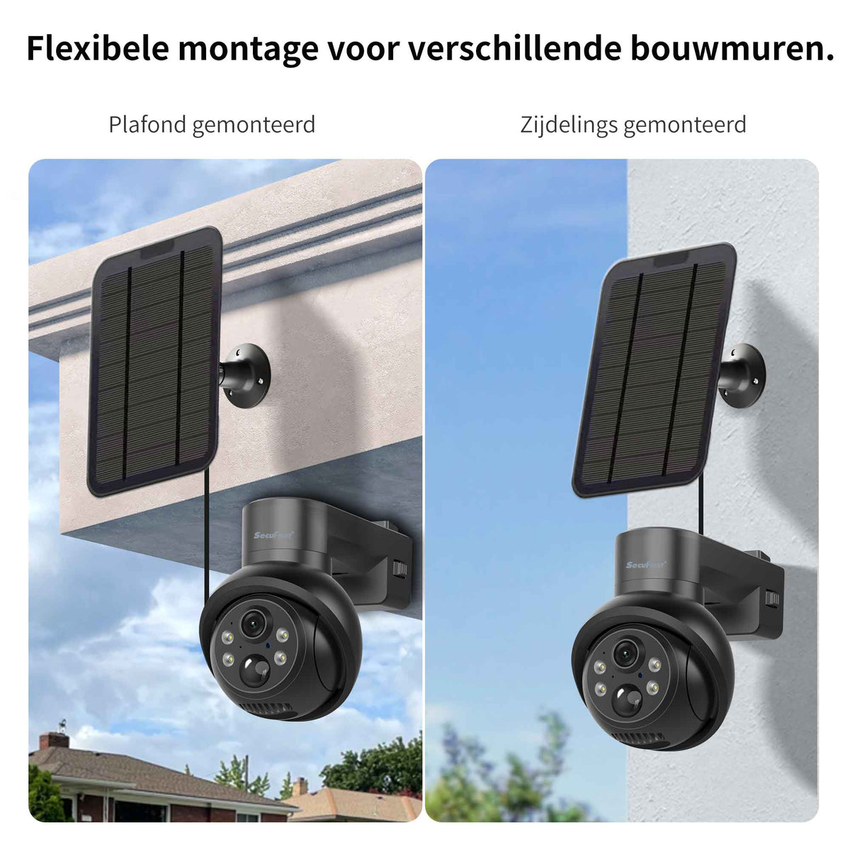 SecuFirst Pro GW219S2 Cameraset, 2x Batterij camera met zonnepaneel en Gateway - 64GB opslag Dome zwart - IP Camera draai- en kantelbaar voor buiten – 3K resolutie
