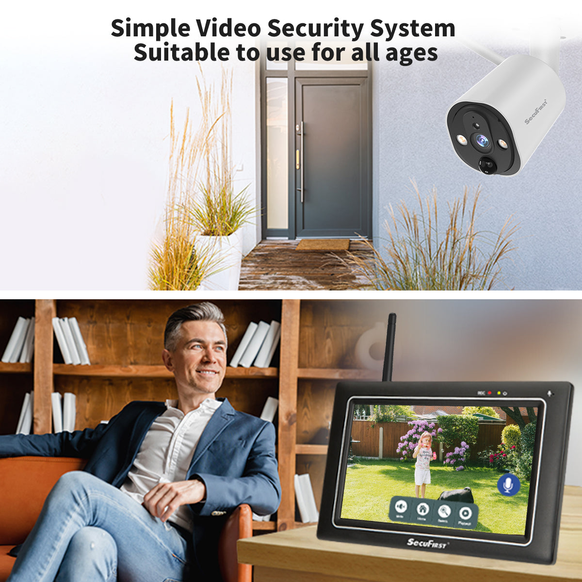 SecuFirst CWL401W2 Met 7 inch monitor en 2x Draadloze Beveiligingscamera - Wit