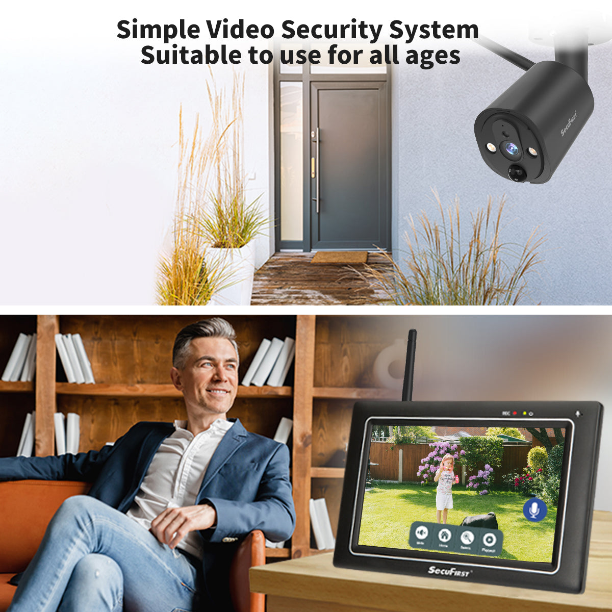 SecuFirst CWL401S4 Met 7 inch monitor en 4x Draadloze Beveiligingscamera - Zwart