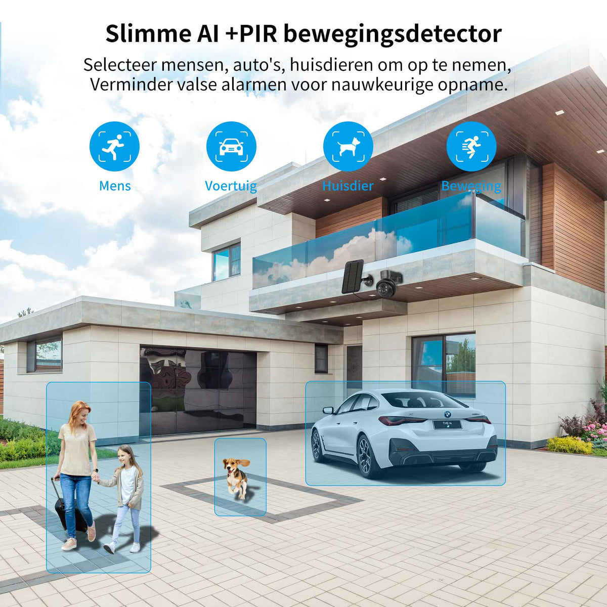 SecuFirst Pro GW219S2 Cameraset, 2x Batterij camera met zonnepaneel en Gateway - 64GB opslag Dome zwart - IP Camera draai- en kantelbaar voor buiten – 3K resolutie