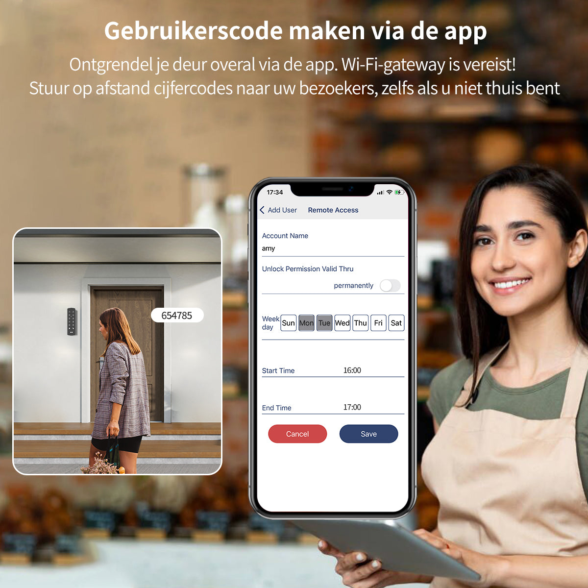 Slim Deurslot met Cilinder en Keypad en Gateway - Veiligheid en Gemak in 1