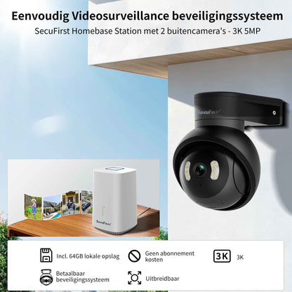 SecuFirst Pro GW218S2 Cameraset, 2x Dome camera met Gateway - IP Camera draai- en kantelbaar voor buiten – 3K resolutie