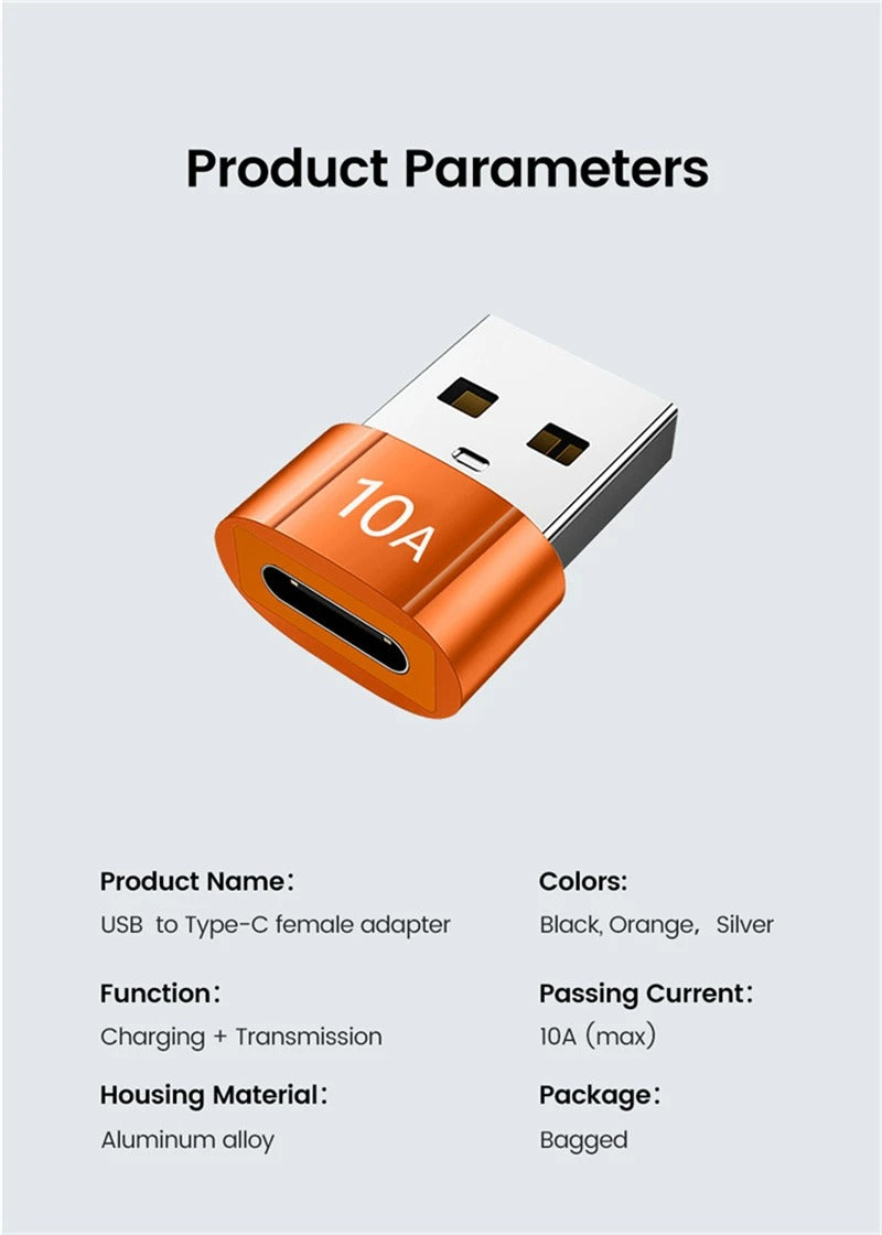 SecuFirst USB-A naar USB-C Adapter (set van 3-stuks)