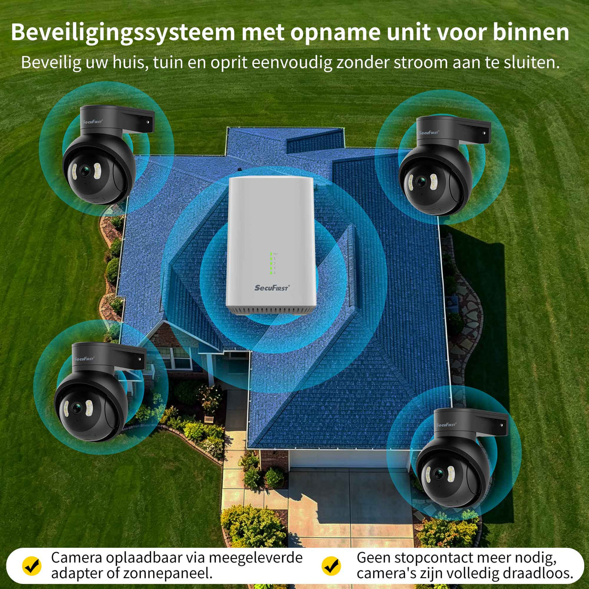 SecuFirst Pro GW218S2 Cameraset, 2x Dome camera met Gateway - IP Camera draai- en kantelbaar voor buiten – 3K resolutie