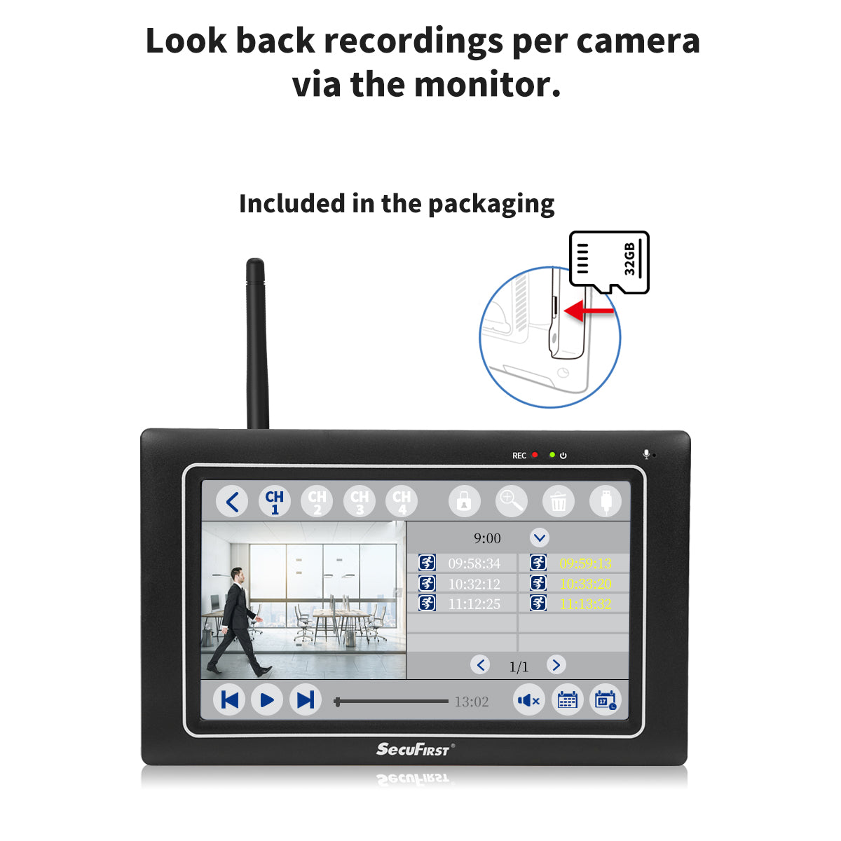 SecuFirst CWL401W2 Met 7 inch monitor en 2x Draadloze Beveiligingscamera - Wit
