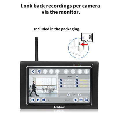 SecuFirst CWL401W2 Met 7 inch monitor en 2x Draadloze Beveiligingscamera - Wit