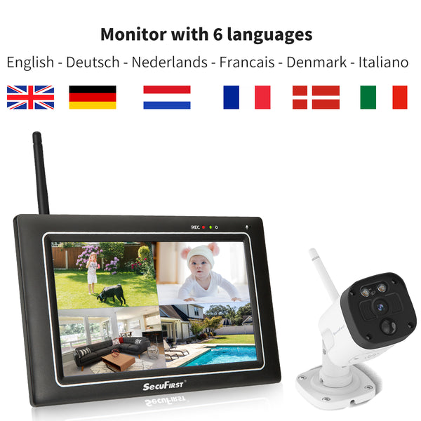 SecuFirst CWL401W4 Met 7 inch monitor en 4x Draadloze Beveiligingscamera - Wit