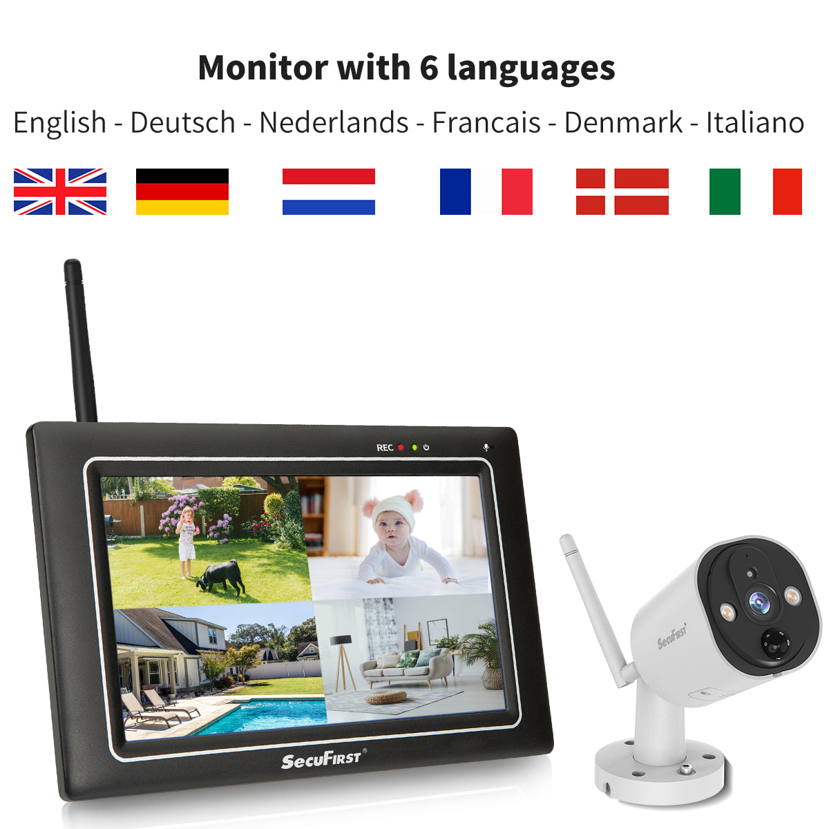 SecuFirst CWL401W2 Met 7 inch monitor en 2x Draadloze Beveiligingscamera - Wit