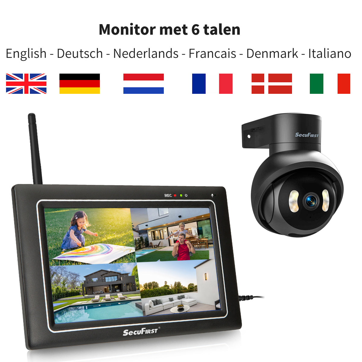SecuFirst CWL418S Met 7 inch monitor en 1x Draaibare Beveiligingscamera - Zwart 3K