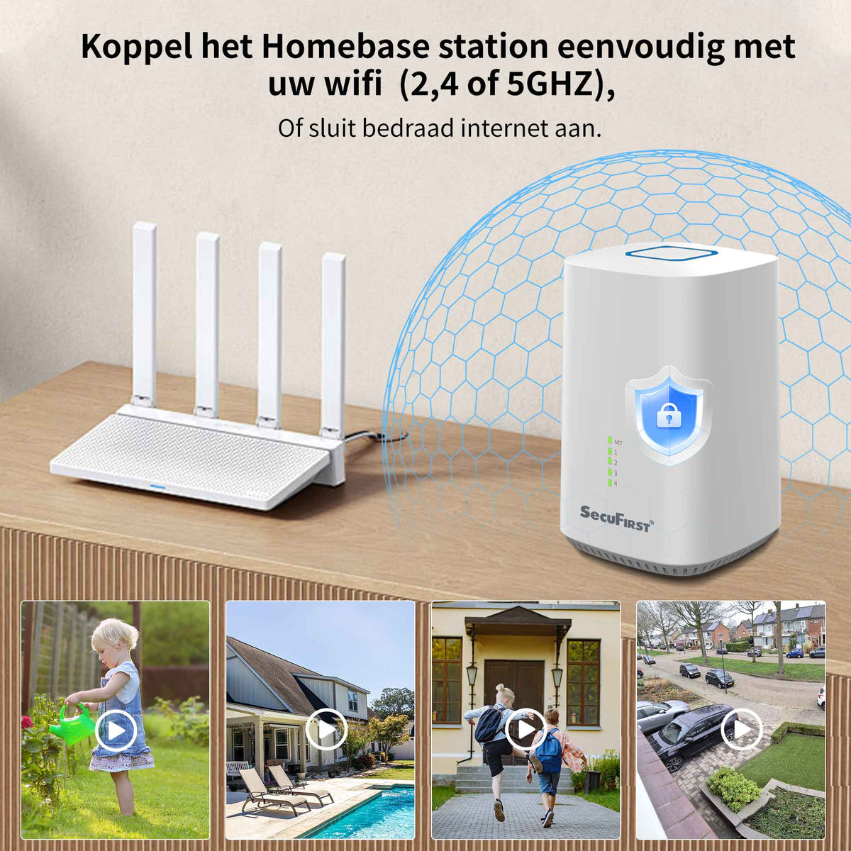 SecuFirst Pro GW219S2 Cameraset, 2x Batterij camera met zonnepaneel en Gateway - 64GB opslag Dome zwart - IP Camera draai- en kantelbaar voor buiten – 3K resolutie