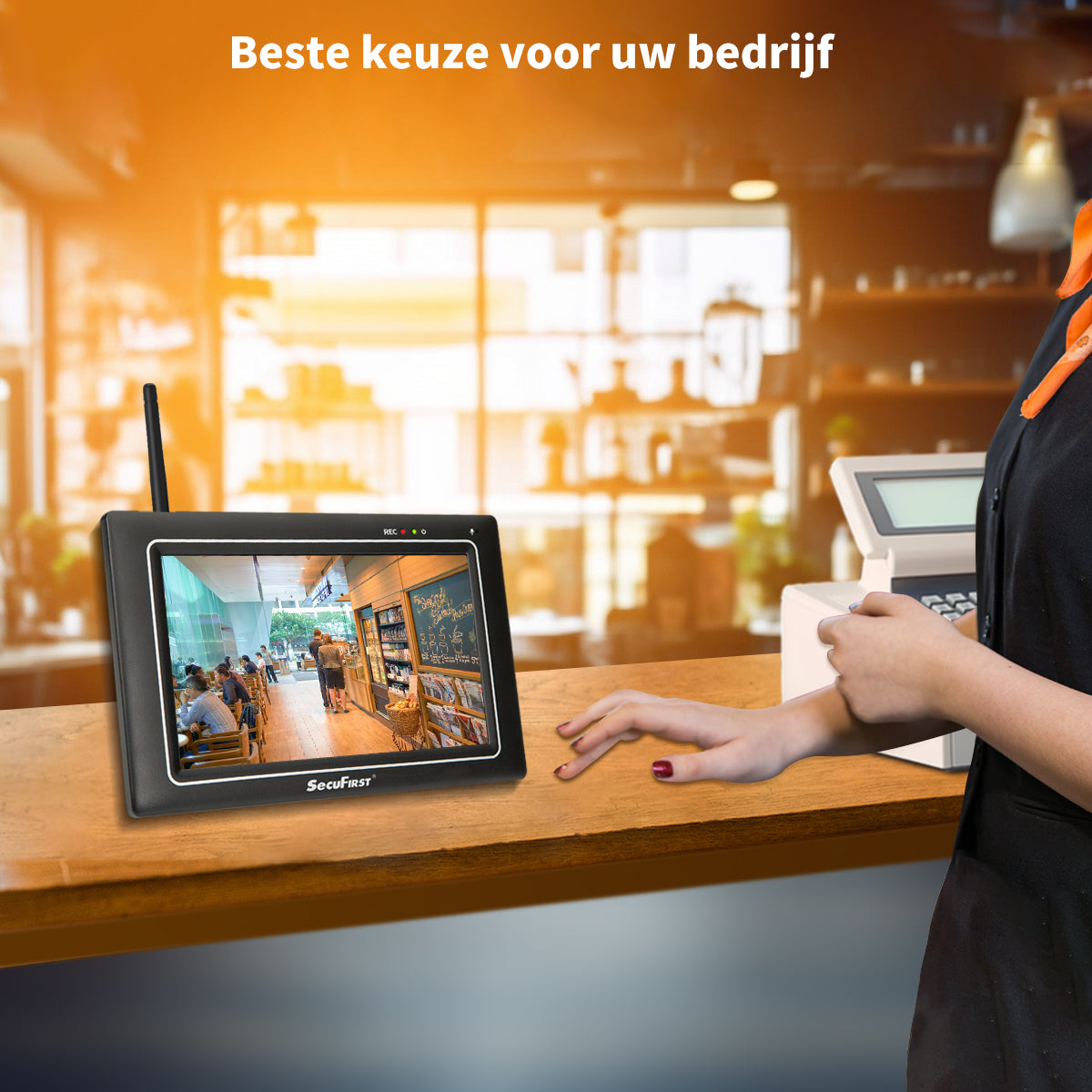 SecuFirst CWL418S Met 7 inch monitor en 1x Draaibare Beveiligingscamera - Zwart 3K