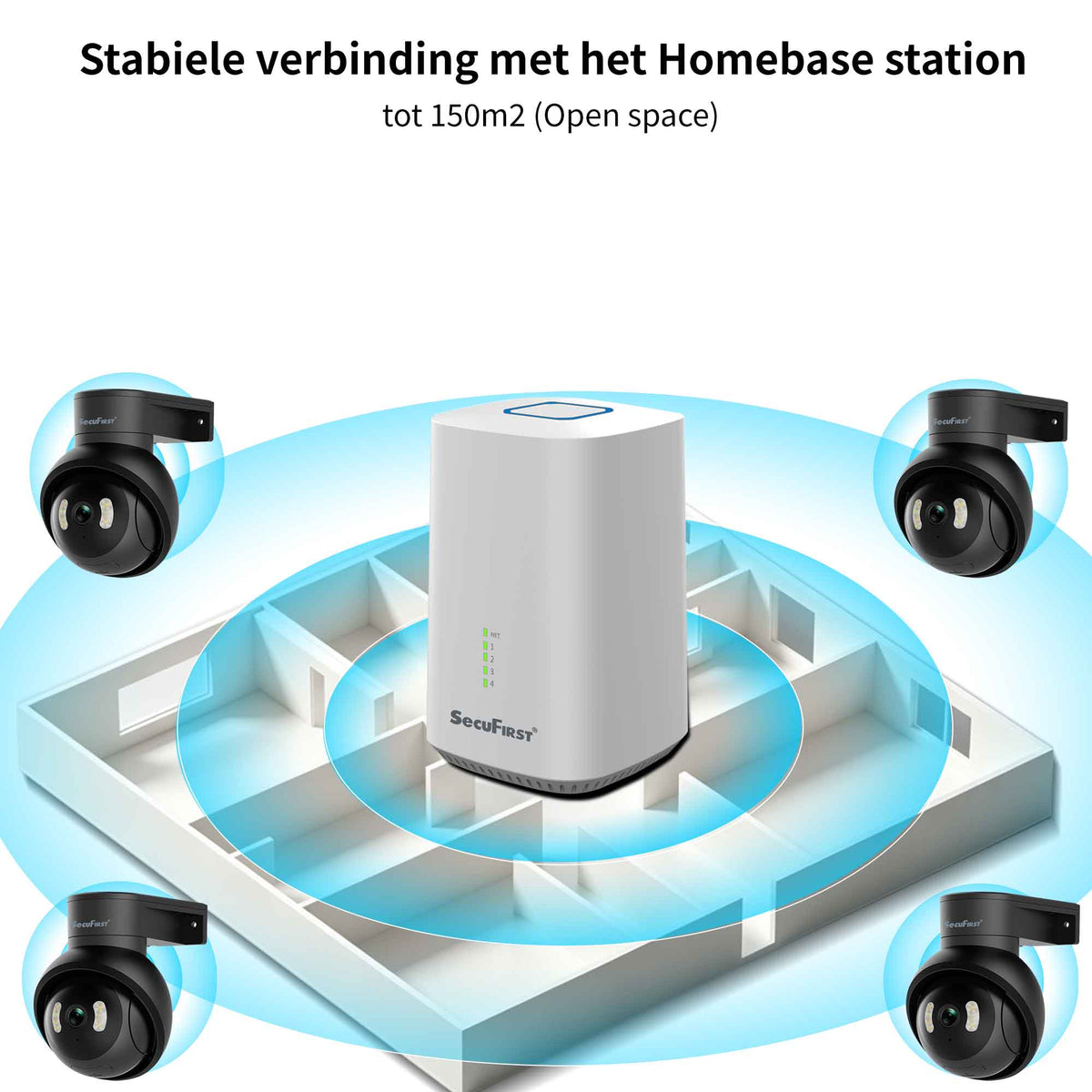 SecuFirst Pro GW218S2 Cameraset, 2x Dome camera met Gateway - IP Camera draai- en kantelbaar voor buiten – 3K resolutie