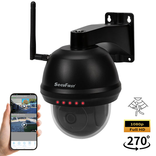 SecuFirst Wi-Fi IP-Beveiligings Dome Camera PTZ voor Buiten (CAM214Z) – Zwart