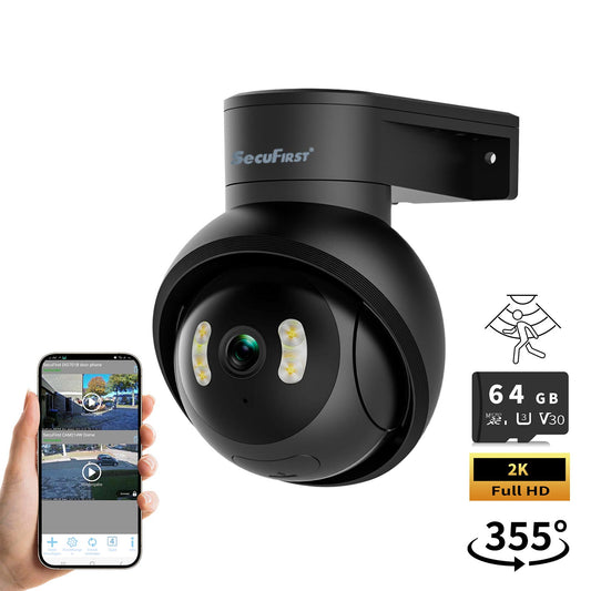 SecuFirst Pro CAM218Z met 64GB opslag Dome Camera zwart - IP Camera draai- en kantelbaar voor buiten – 3K resolutie