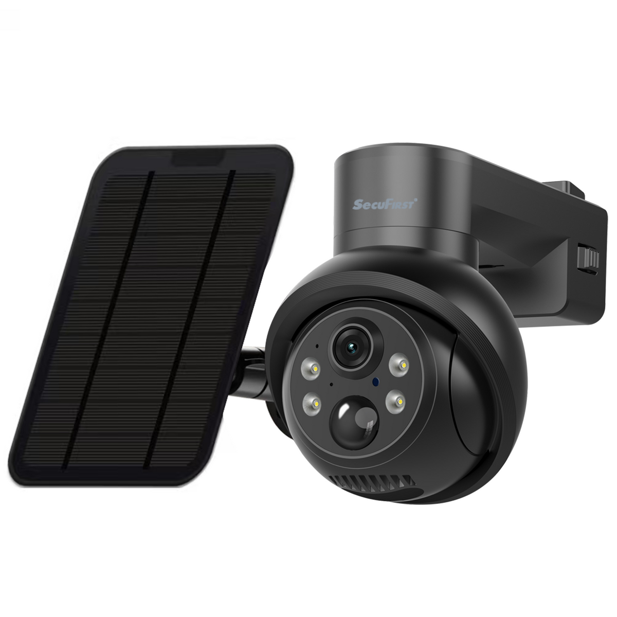 SecuFirst Pro GW219S2 Cameraset, 2x Batterij camera met zonnepaneel en Gateway - 64GB opslag Dome zwart - IP Camera draai- en kantelbaar voor buiten – 3K resolutie
