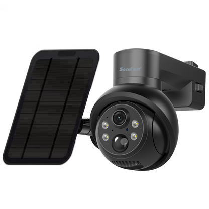 SecuFirst Pro GW219S2 Cameraset, 2x Batterij camera met zonnepaneel en Gateway - 64GB opslag Dome zwart - IP Camera draai- en kantelbaar voor buiten – 3K resolutie