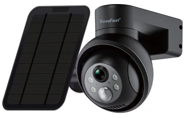 SecuFirst Pro CAM219Z Batterij camera met zonnepaneel - 64GB opslag Dome zwart - IP Camera draai- en kantelbaar voor buiten – 2K resolutie