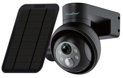 SecuFirst Pro CAM219Z Batterij camera met zonnepaneel - 64GB opslag Dome zwart - IP Camera draai- en kantelbaar voor buiten – 2K resolutie