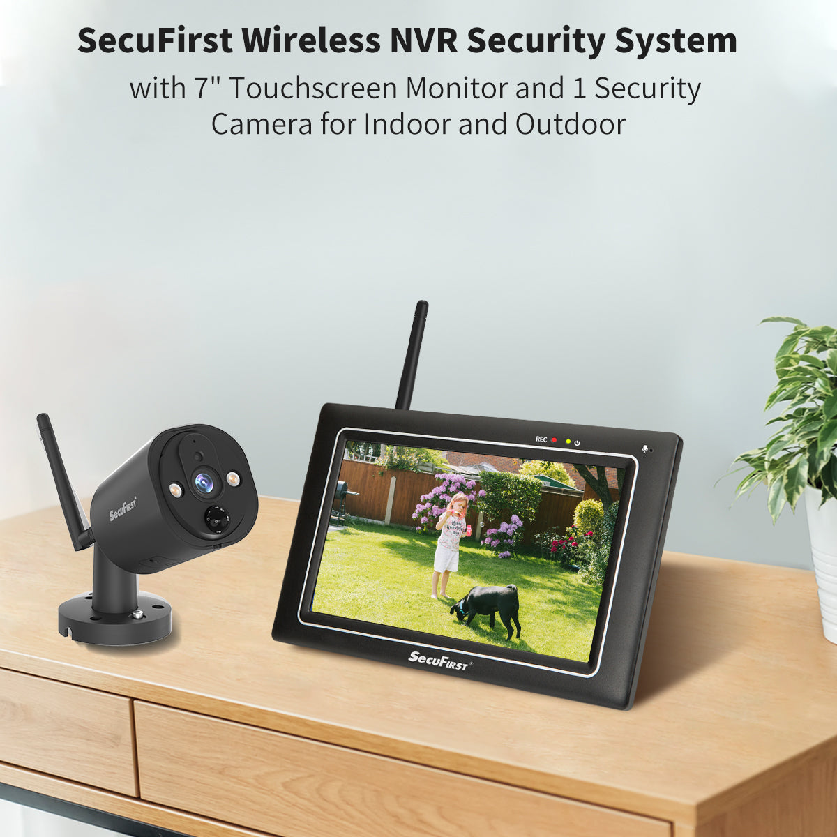 SecuFirst CWL401S2 Met 7 inch monitor en 2x Draadloze Beveiligingscamera - Zwart