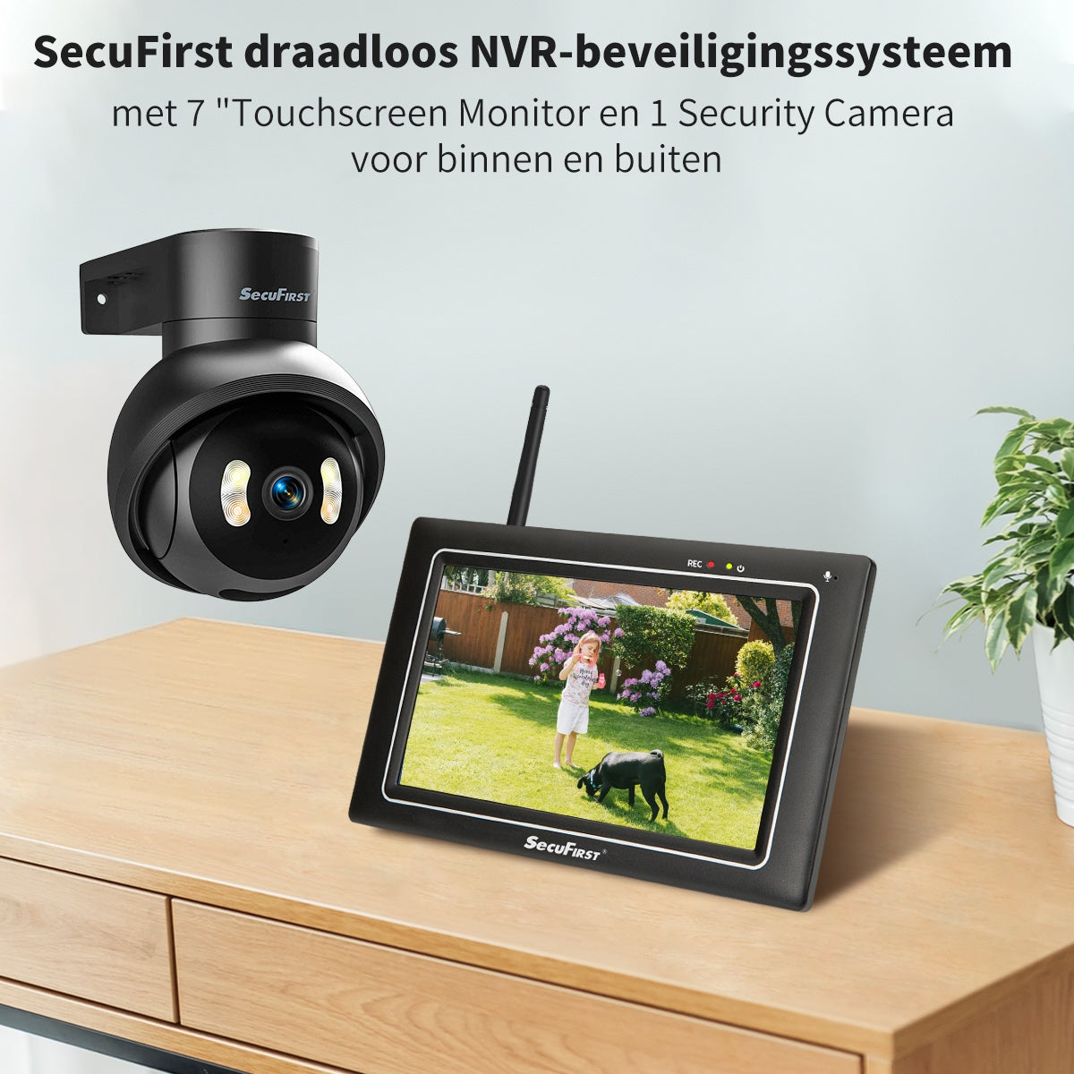 SecuFirst CWL418S Met 7 inch monitor en 1x Draaibare Beveiligingscamera - Zwart 3K