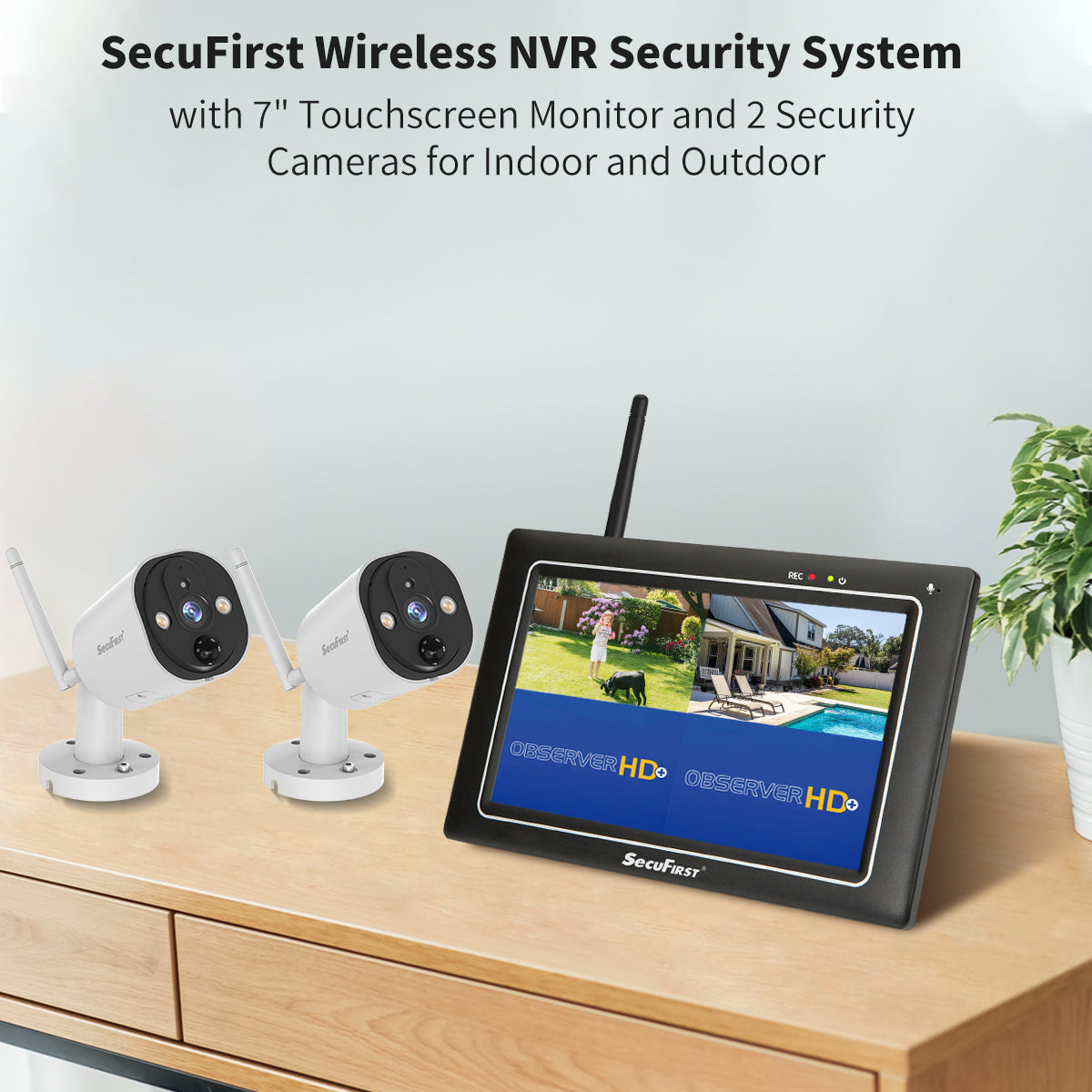 SecuFirst CWL401W2 Met 7 inch monitor en 2x Draadloze Beveiligingscamera - Wit