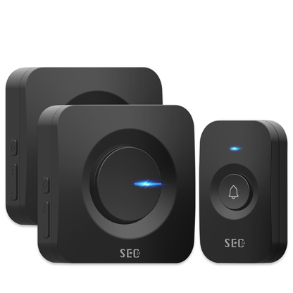SEC24 DB706B - Draadloze Deurbel met 2 Ontvangers - Regelbaar Volume - 52x Melodie - LED - Zwart
