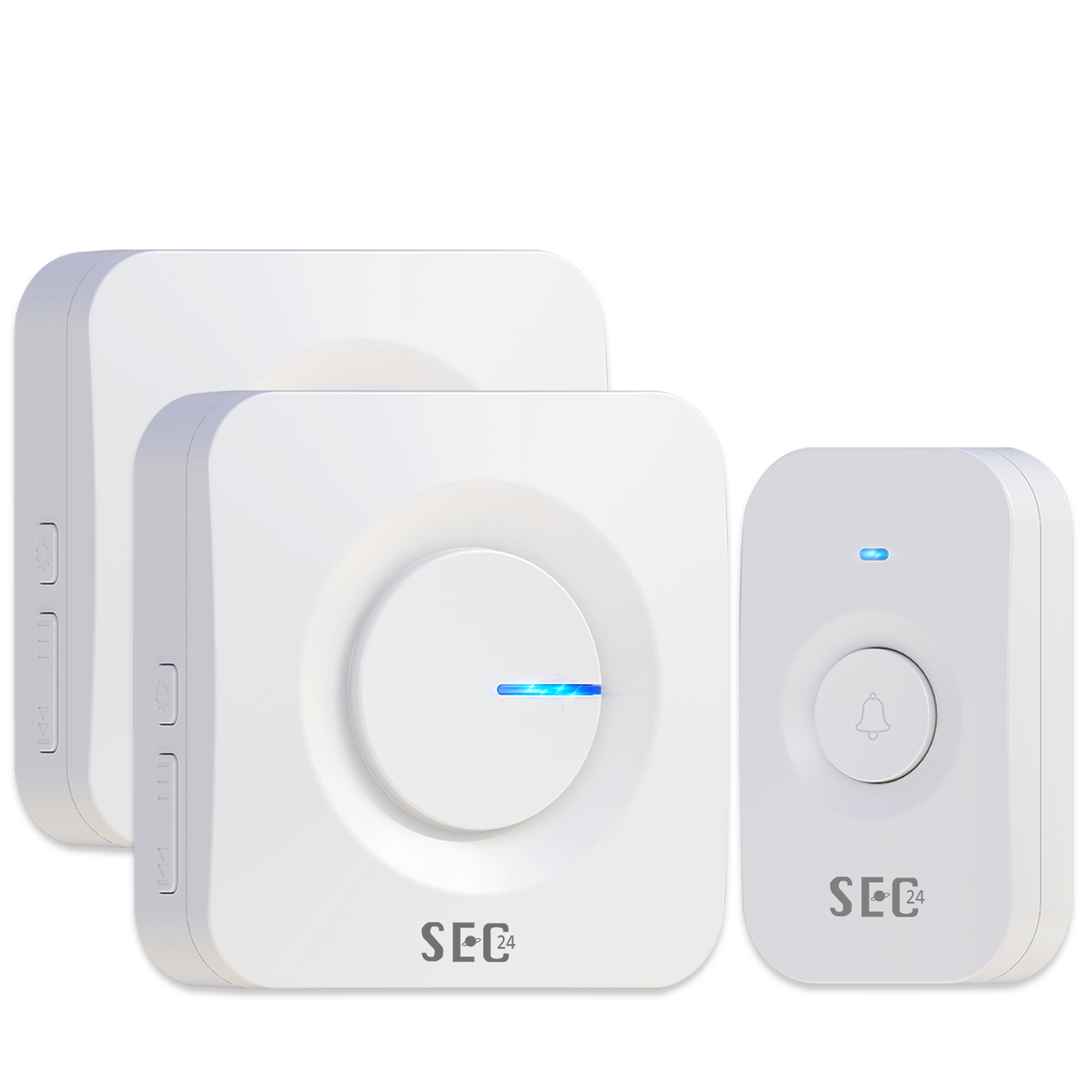 SEC24 DB706W Draadloze Deurbel met 2 Ontvangers - Regelbaar Volume en 52x Melodie - LED - Wit