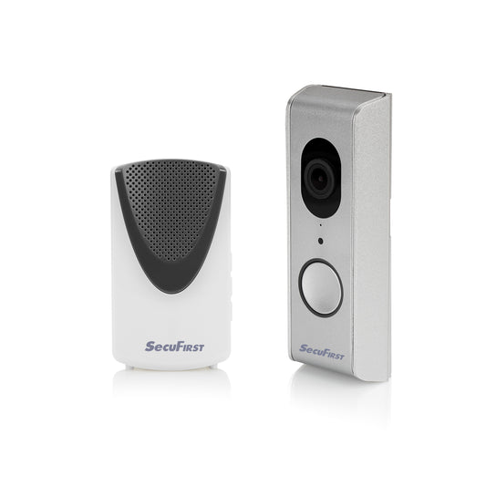 SecuFirst Wi-Fi deurbel met draadloze bel 1080P Zilver (DID701S+) + 128GB Samsung Endurance micro sd kaart.