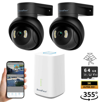 SecuFirst Pro GW218S2 Cameraset, 2x Dome camera met Gateway - IP Camera draai- en kantelbaar voor buiten – 3K resolutie